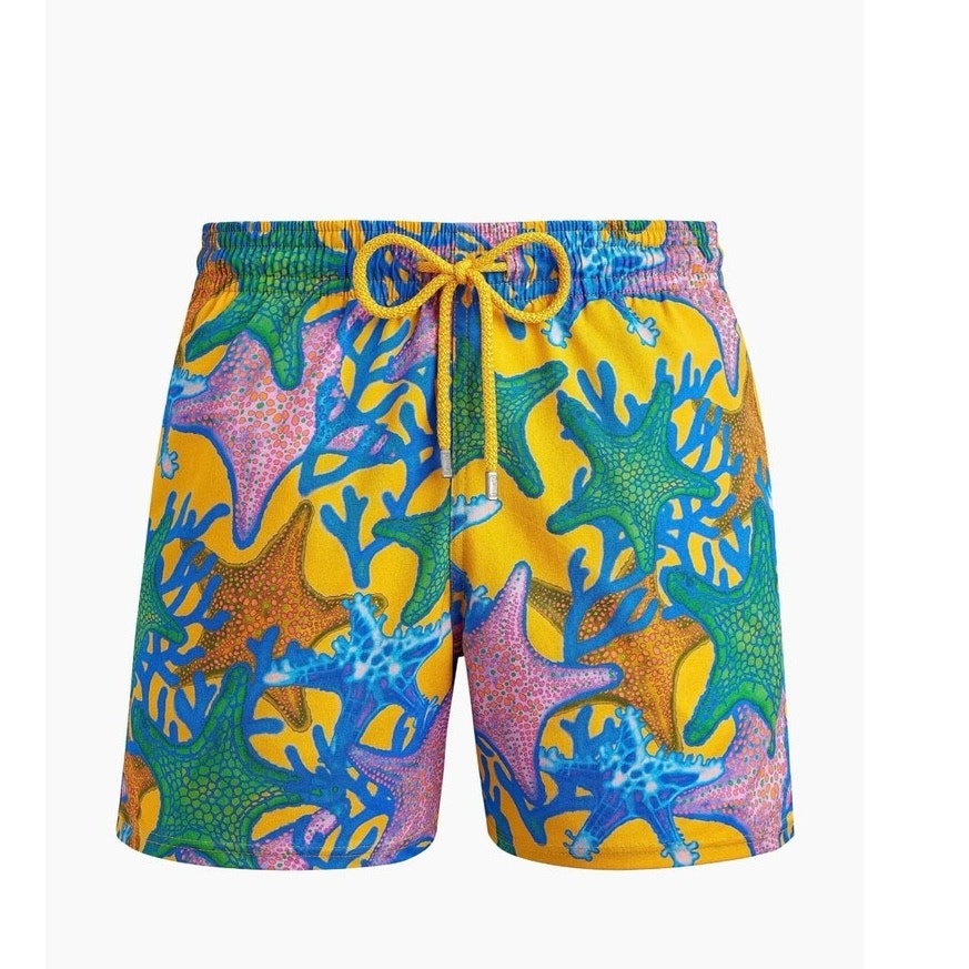Vilebrequin Men's Glowed Star Fish Swim Shorts Size Xxl Color Maize